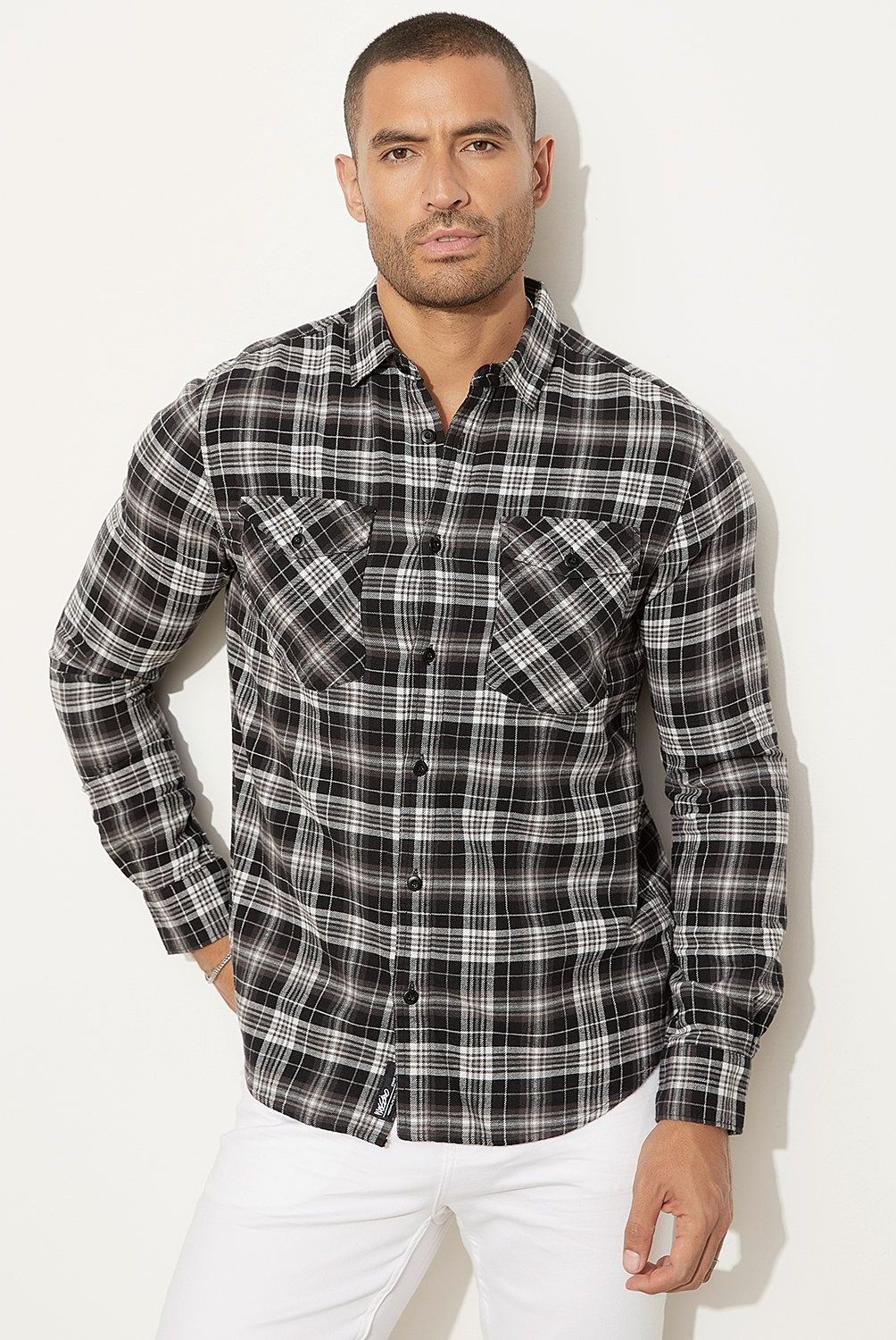 MOSSIMO - Camisa Manga Larga  Check Slim Fit Hombre Mossimo