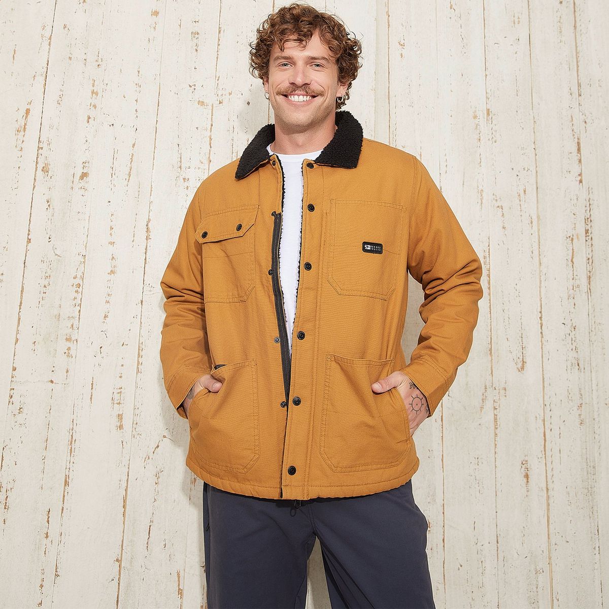 DOO AUSTRALIA - Chaqueta Casual Algodón Hombre Doo Australia Cuello Sherpa