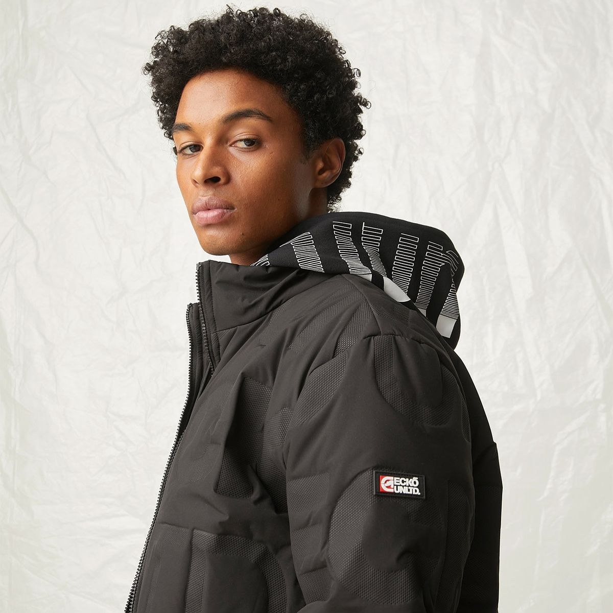 ECKO - Parka Manga Larga Logo Hombre Ecko