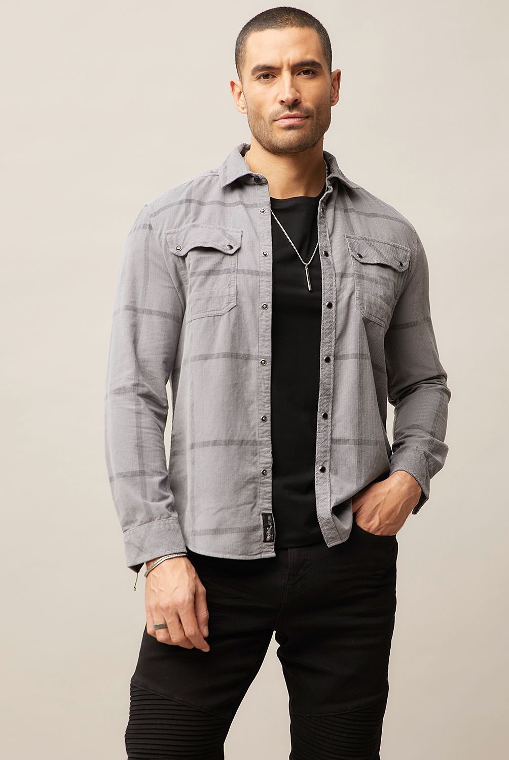 MOSSIMO - Camisa Casual Manga Larga Algodón Mossimo