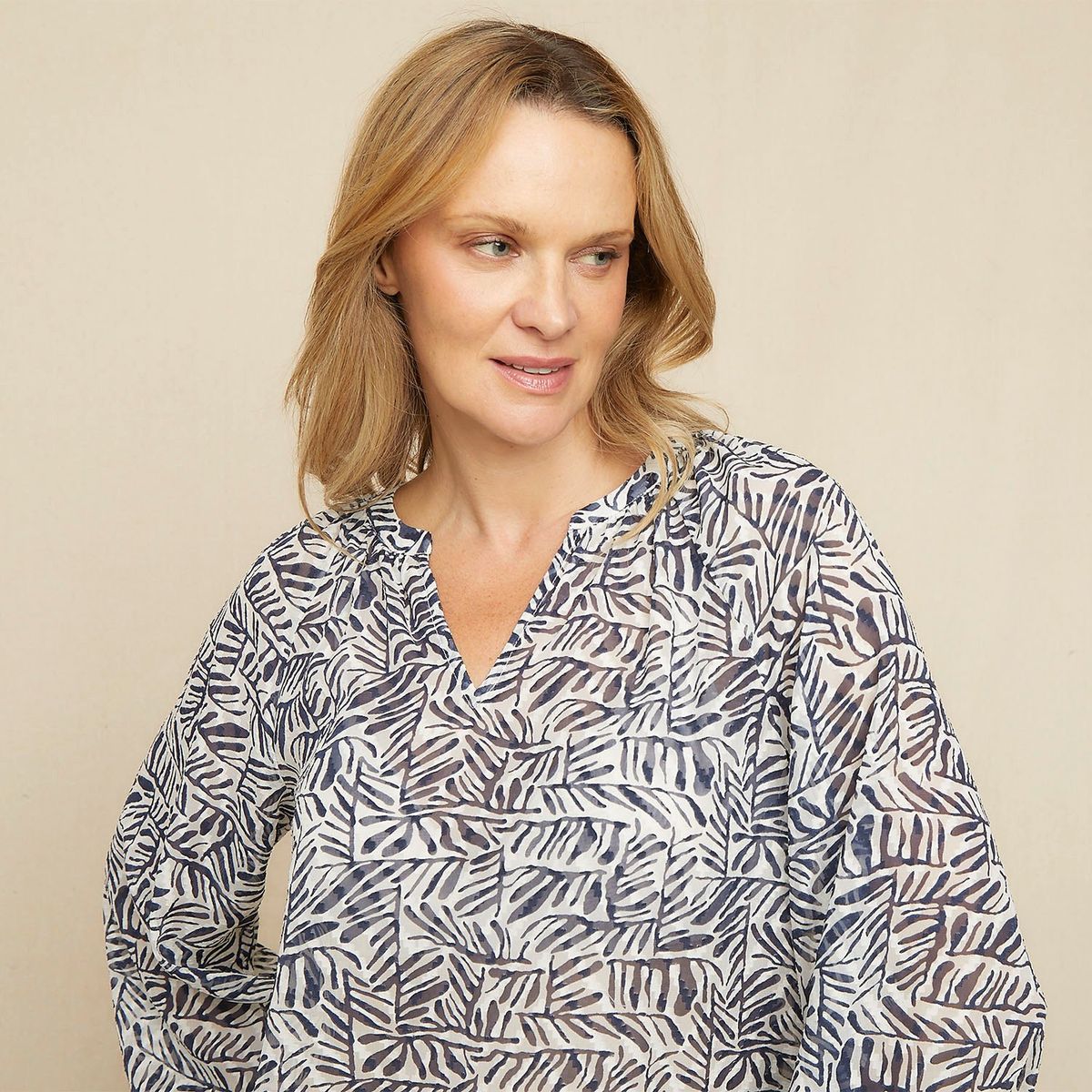 S COCCI - Blusa Mujer S Cocci Estampada Manga Larga Cuello V