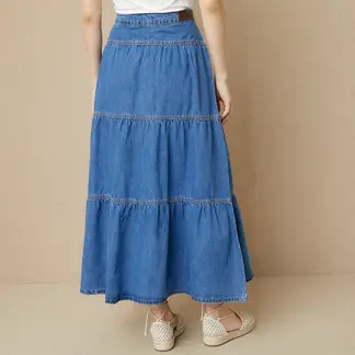 UNIVERSITY CLUB - Falda Larga Algodón Mujer Diseño Liso