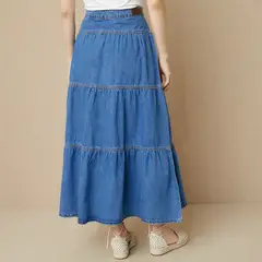 UNIVERSITY CLUB - Falda Larga Algodón Mujer Diseño Liso