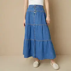 UNIVERSITY CLUB - Falda Larga Algodón Mujer Diseño Liso