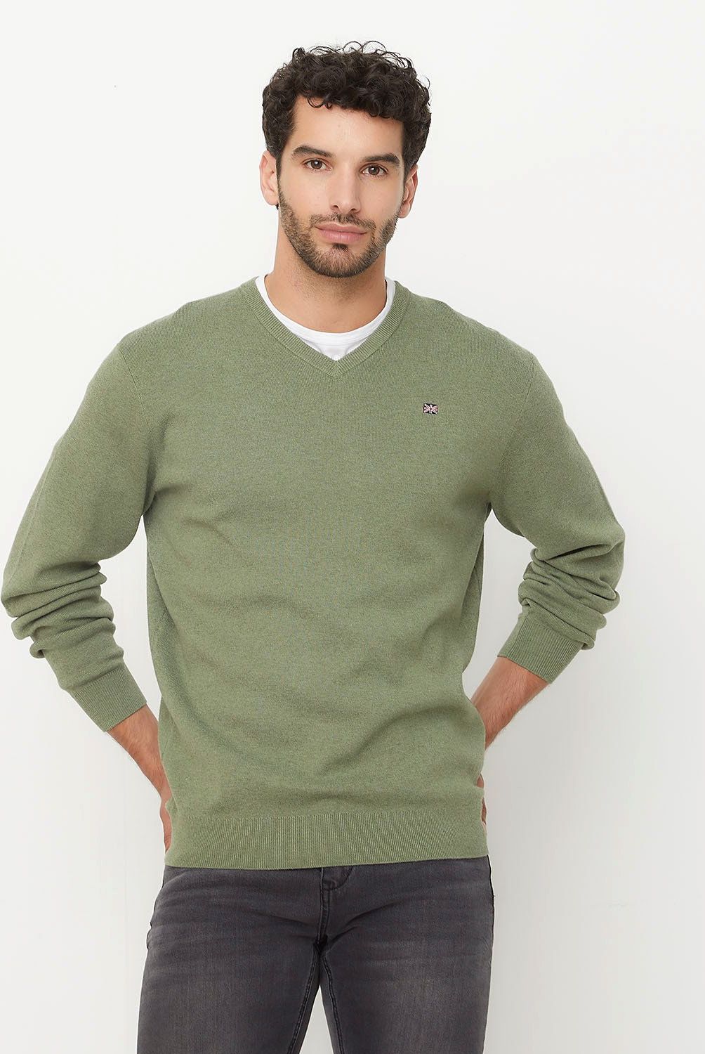 UNIVERSITY CLUB - Sweater Casual Algodón University Club Hombre Cuello En V