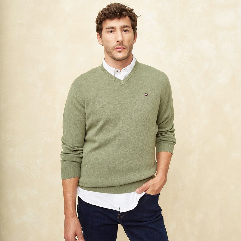 UNIVERSITY CLUB - Sweater Casual Algodón University Club Hombre Cuello En V