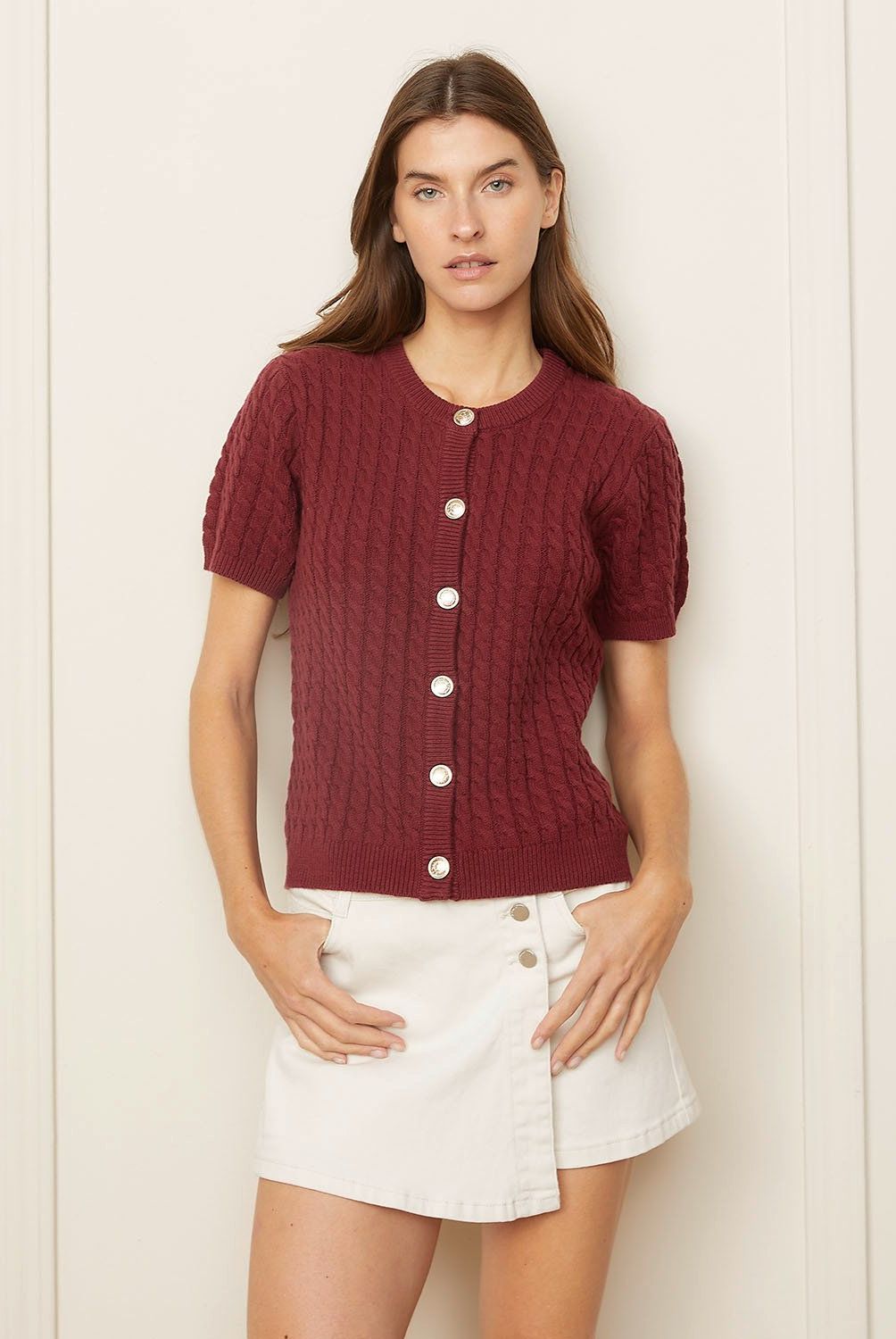 BASEMENT - Polera Basement Punto Manga Corta Mujer