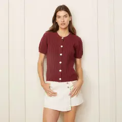 BASEMENT - Polera De Punto Manga Corta Mujer Estilo Casual