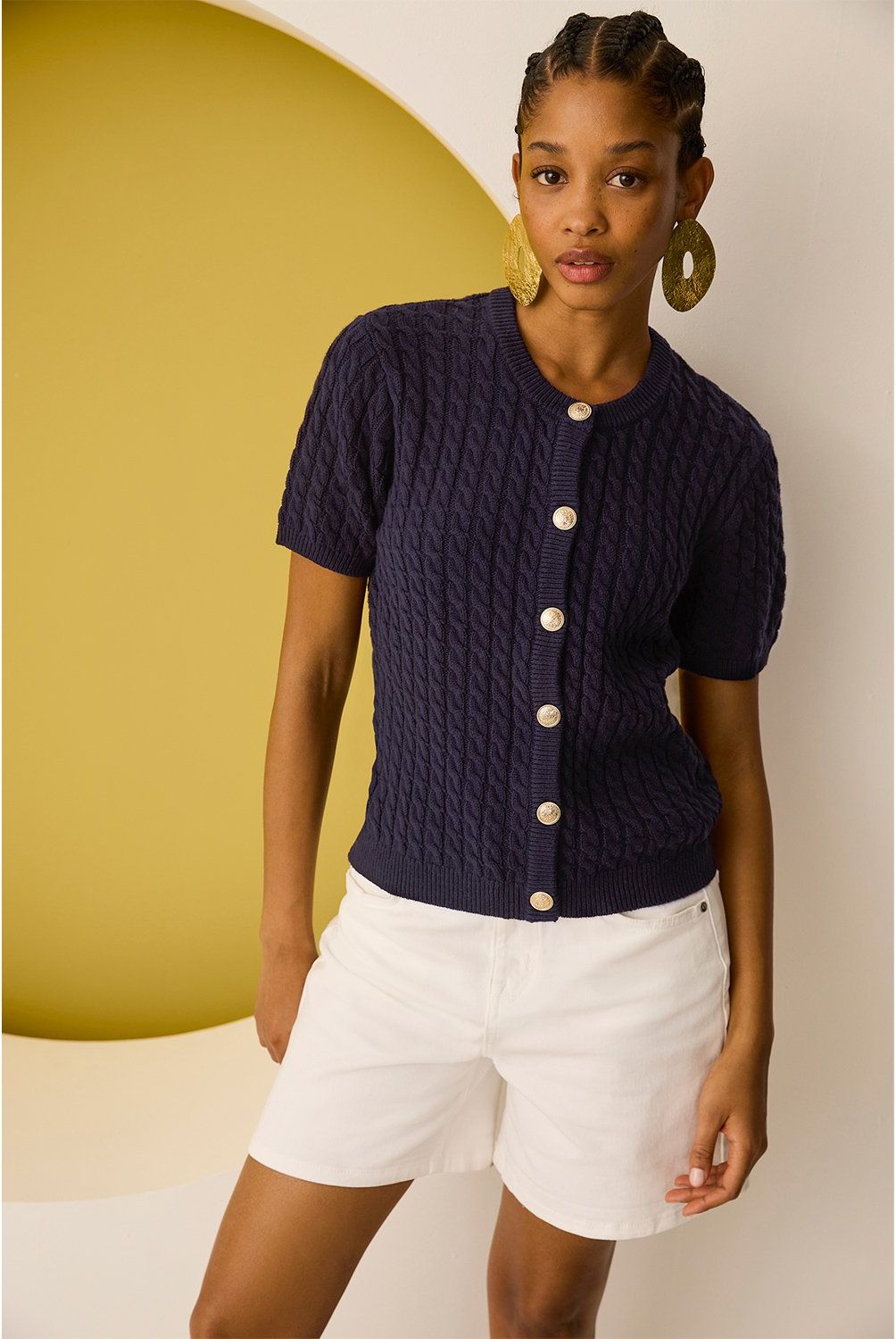 BASEMENT - Polera Basement Punto Manga Corta Mujer