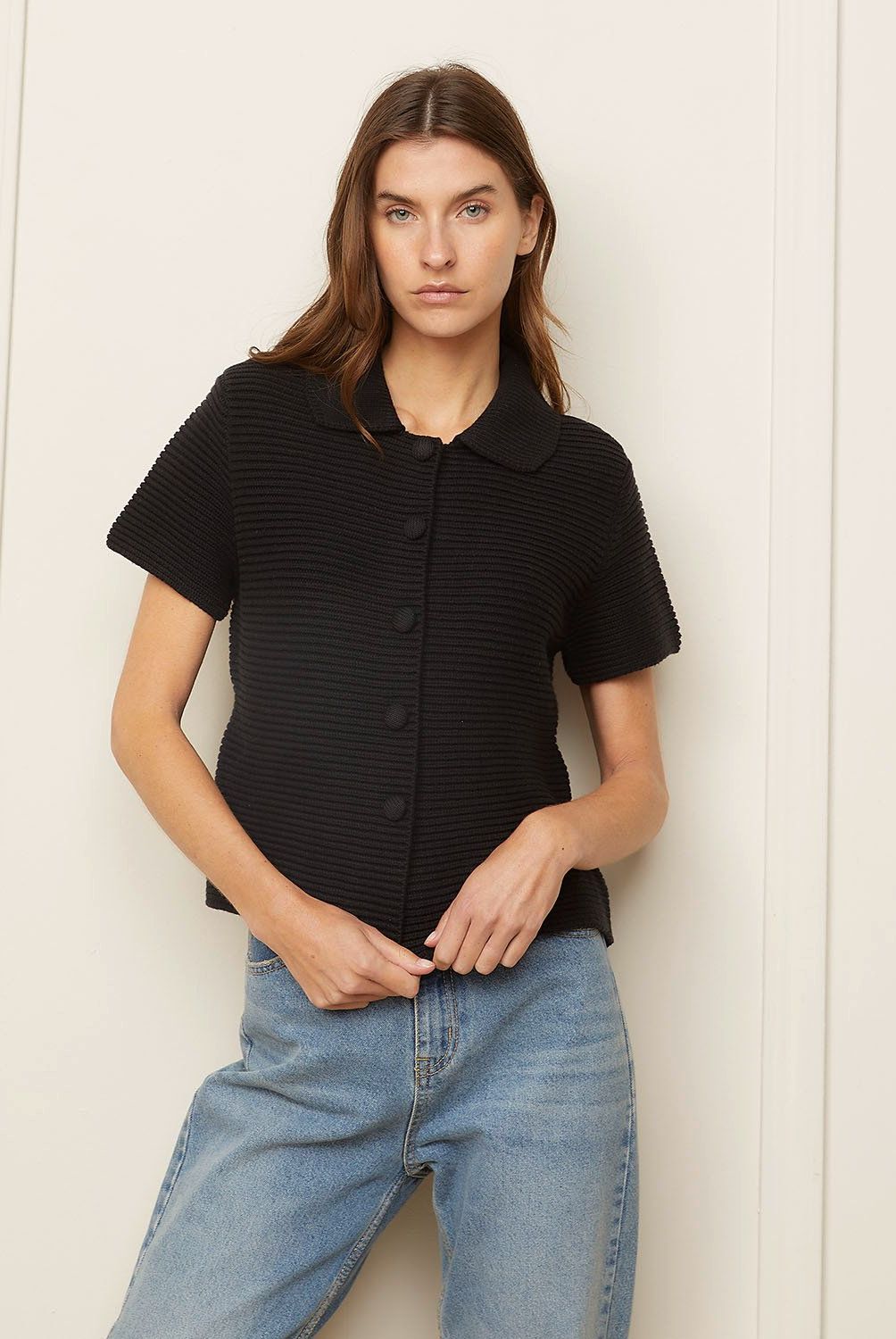 BASEMENT - Polera de Punto Manga Corta Basement Mujer Algodón