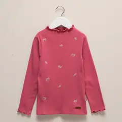 CONIGLIO - Polera Manga Larga Algodón Flores Niña