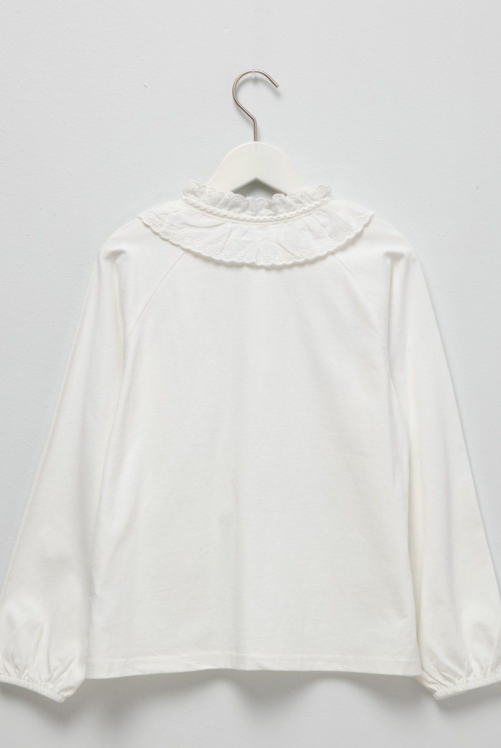 CONIGLIO - Polera Manga Larga Cuello con Encaje Coniglio Niña Algodón