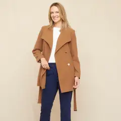 S COCCI - Abrigo S.Cocci Diseño Liso Con Cinturón Para Mujer