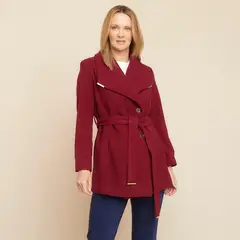 S COCCI - Abrigo S.Cocci Diseño Liso Con Cinturón Para Mujer