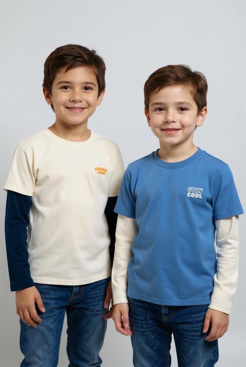 YAMP - Pack 2 Poleras Manga Larga Niño Yamp Algodón Estampadas