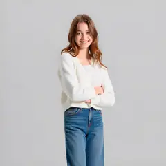 ELEVEN - Chaleco Mohair Manga Larga Niña