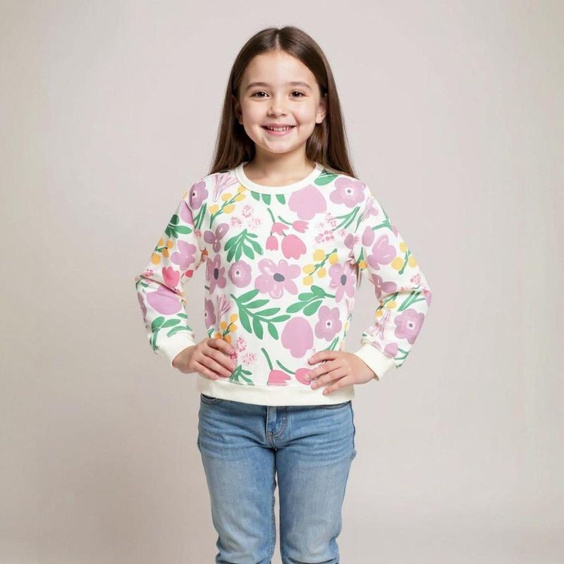 YAMP - Polerón Niña Yamp Diseño Flores Polialgodón