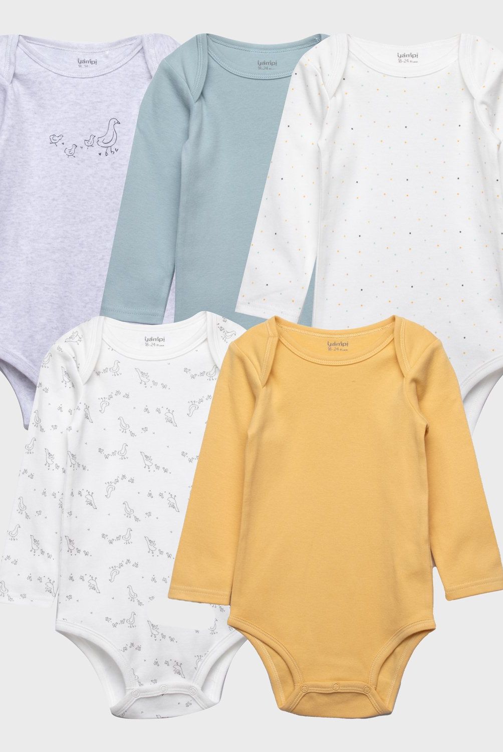YAMP - Pack de 5 Bodys Algodón Bebé Niño Yamp