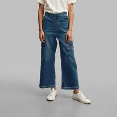 ELEVEN - Jeans Algodón Wide Leg Niña Diseño Liso Urbano