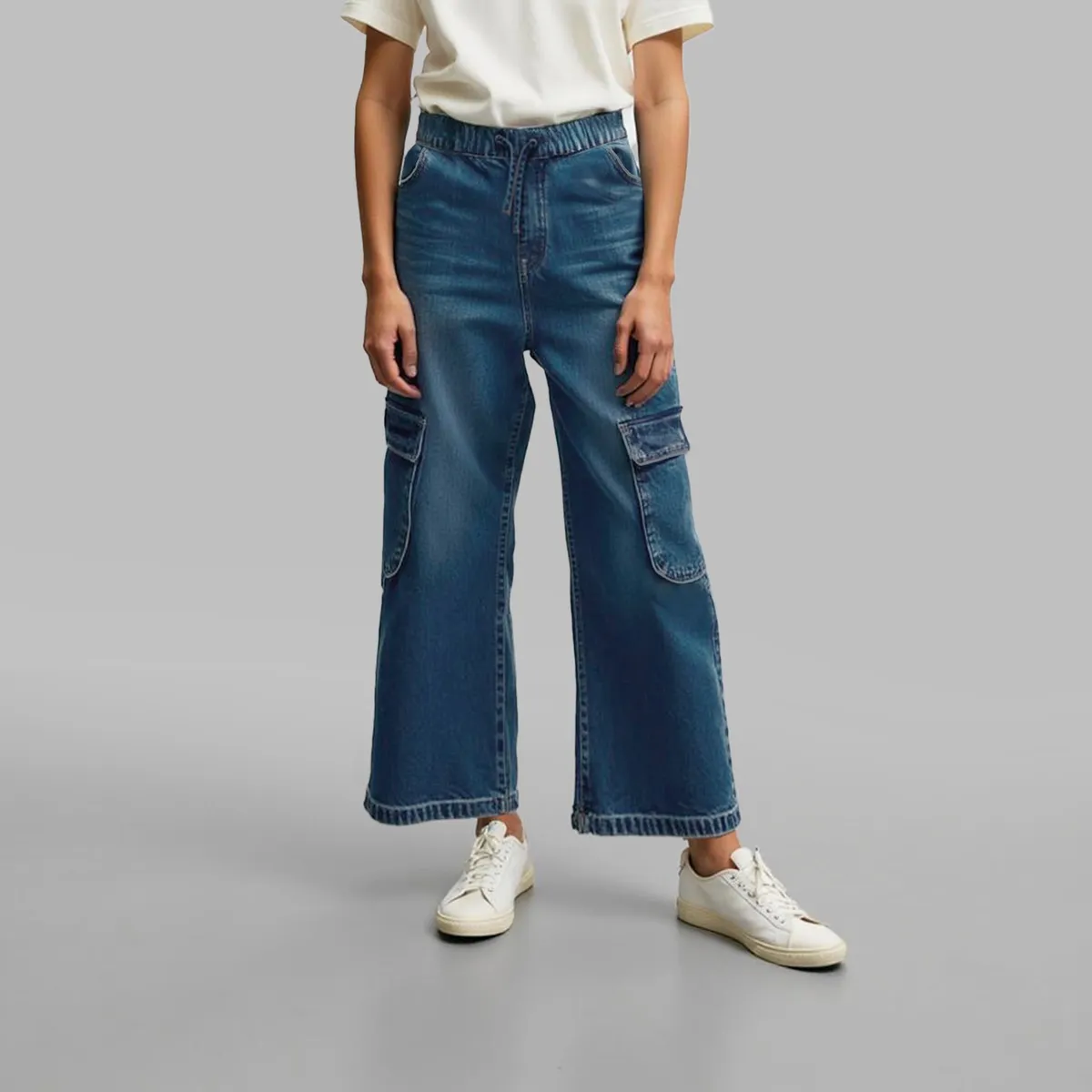 ELEVEN - Jeans Algodón Wide Leg Eleven Niña Diseño Liso Urbano