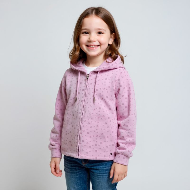 YAMP - Polerón Niña Yamp Afranelado con Capucha Animal Print