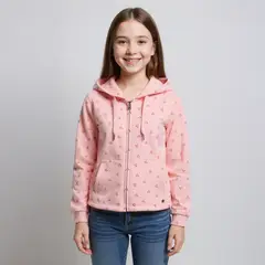 YAMP - Polerón Niña Afranelado con Capucha Animal Print