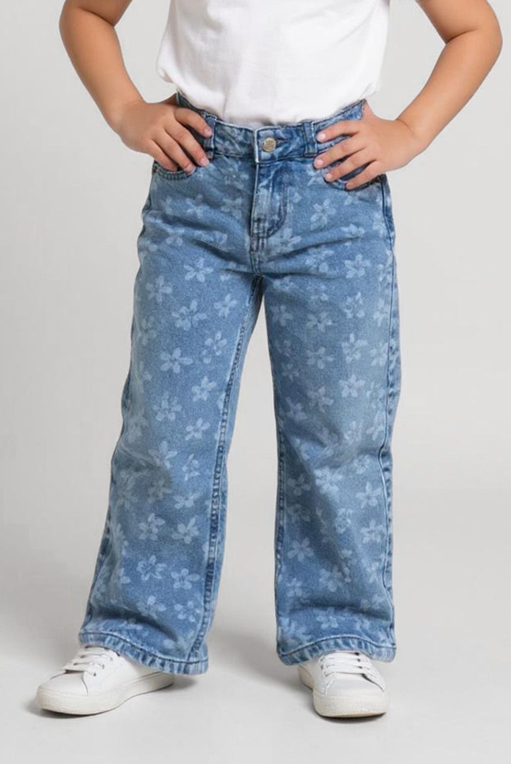 YAMP - Jeans Wide Leg Denim Yamp Niña Algodón Tiro Medio