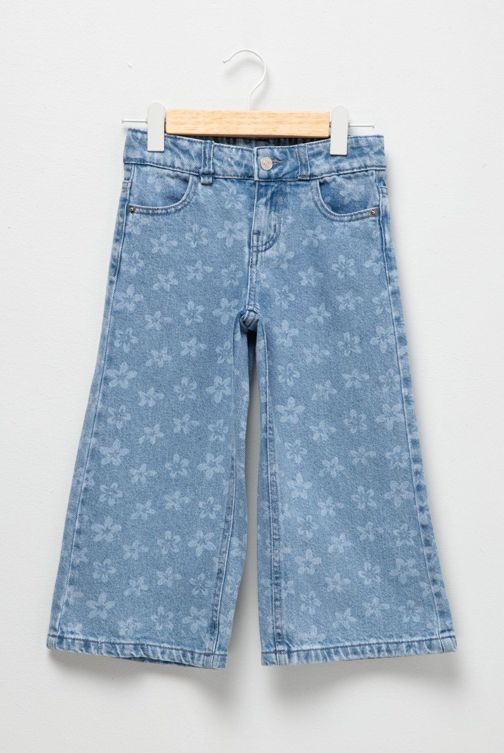 YAMP - Jeans Wide Leg Denim Yamp Niña Algodón Tiro Medio
