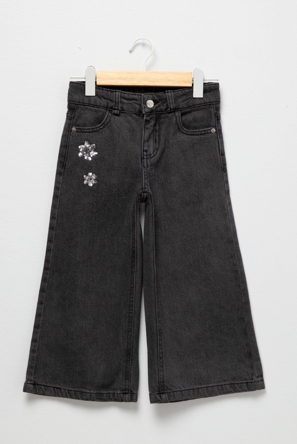 YAMP - Jeans Wide Leg Denim Yamp Niña Algodón Tiro Medio