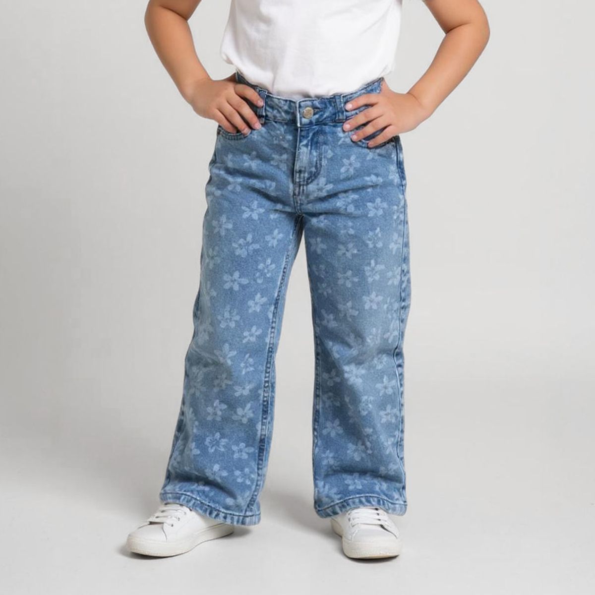 YAMP - Jeans Wide Leg Denim Yamp Niña Algodón Tiro Medio