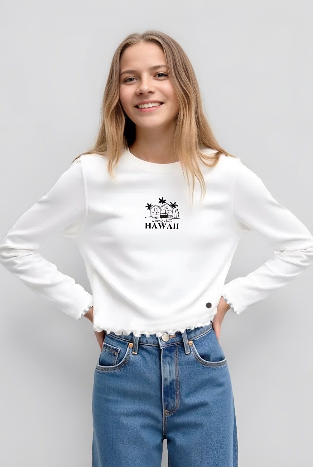 DOO AUSTRALIA - Polera Manga Larga Estampada Doo Australia Niña Algodón