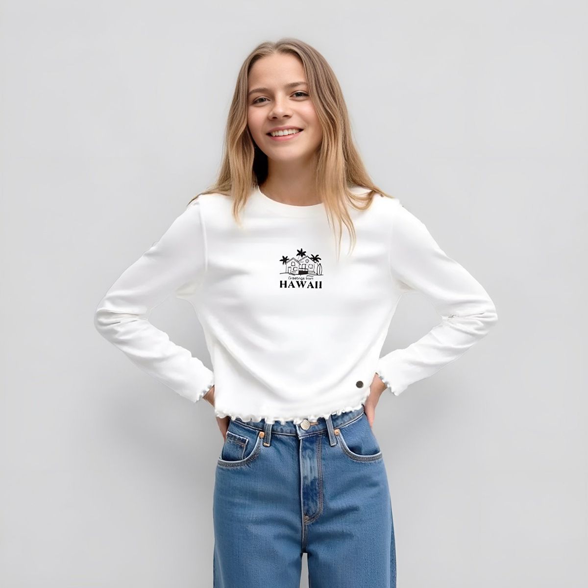DOO AUSTRALIA - Polera Manga Larga Estampada Doo Australia Niña Algodón
