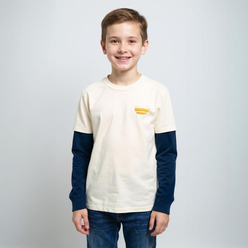 YAMP - Polera Manga Larga Estampada Niño Yamp Algodón
