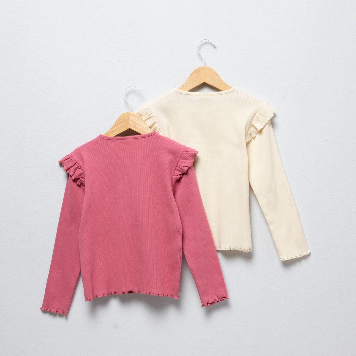 YAMP - Pack 2 Poleras Manga Larga Algodón Niña Yamp con Volantes