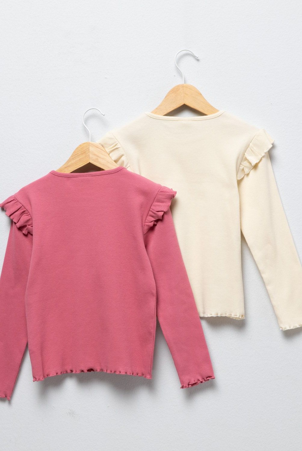 YAMP - Pack 2 Poleras Manga Larga Algodón Niña Yamp con Volantes