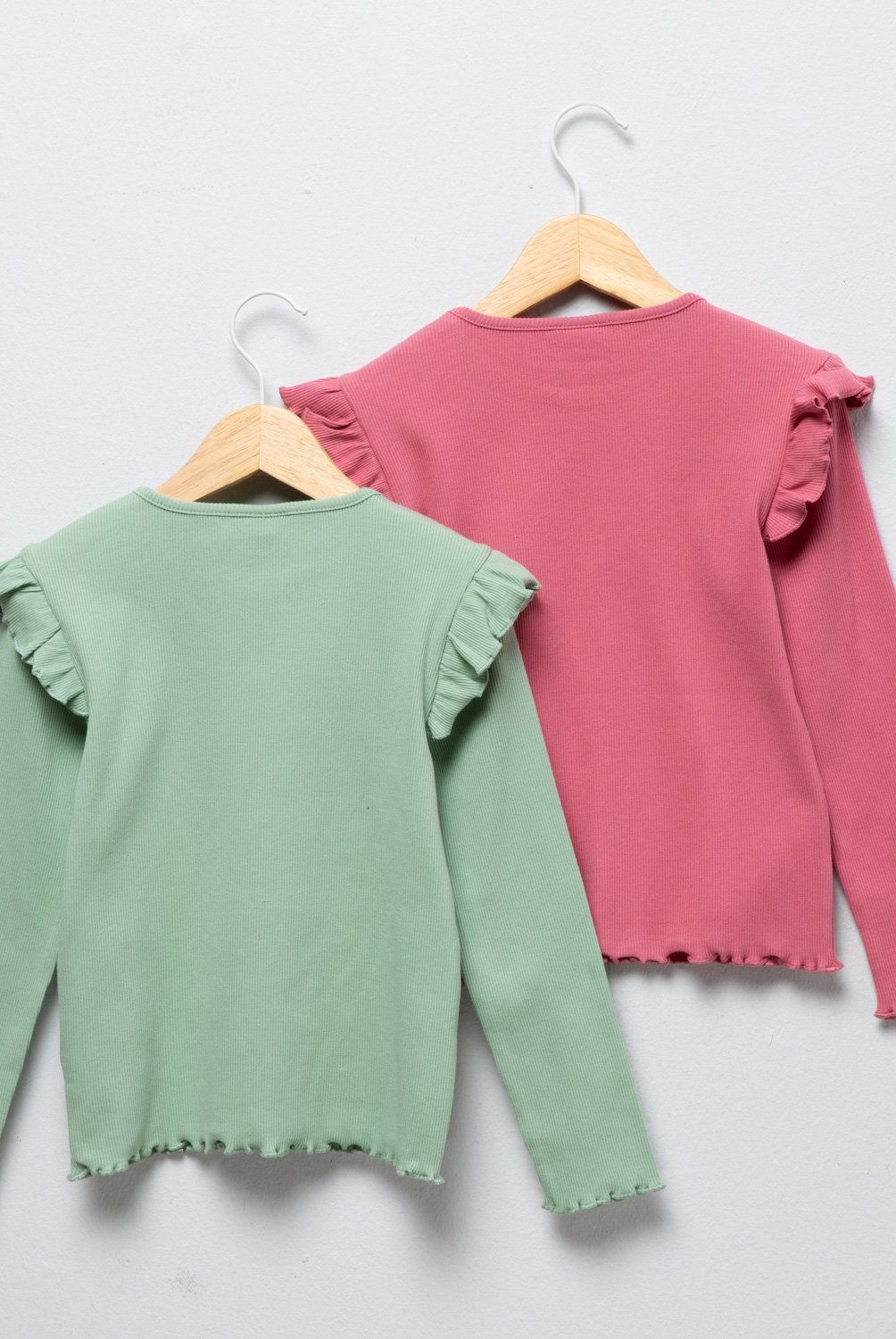 YAMP - Pack 2 Poleras Manga Larga Algodón Niña Yamp con Volantes