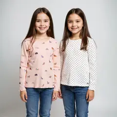 YAMP - Pack 2 Poleras Algodón Niña Estampadas Manga Larga