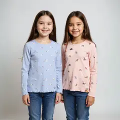 YAMP - Pack 2 Poleras Algodón Niña Estampadas Manga Larga
