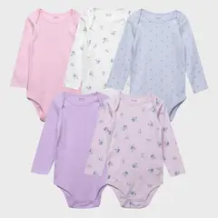 YAMP - Pack de 5 Bodys Algodón Bebé Niña