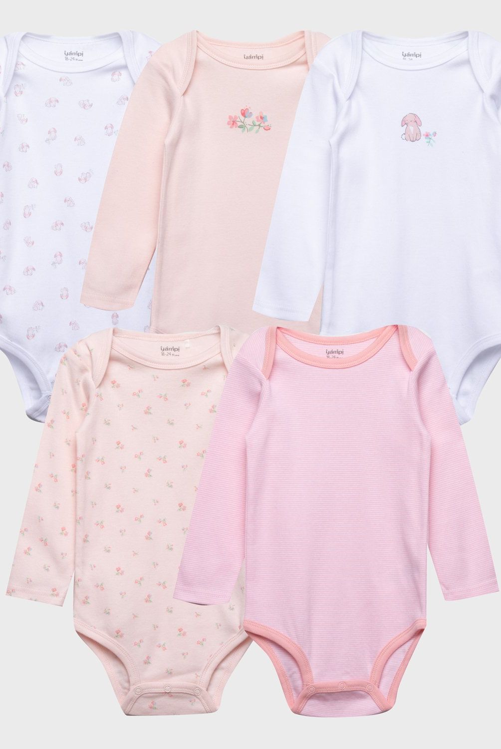 YAMP - Pack de 5 Bodys Algodón Bebé Niña Yamp