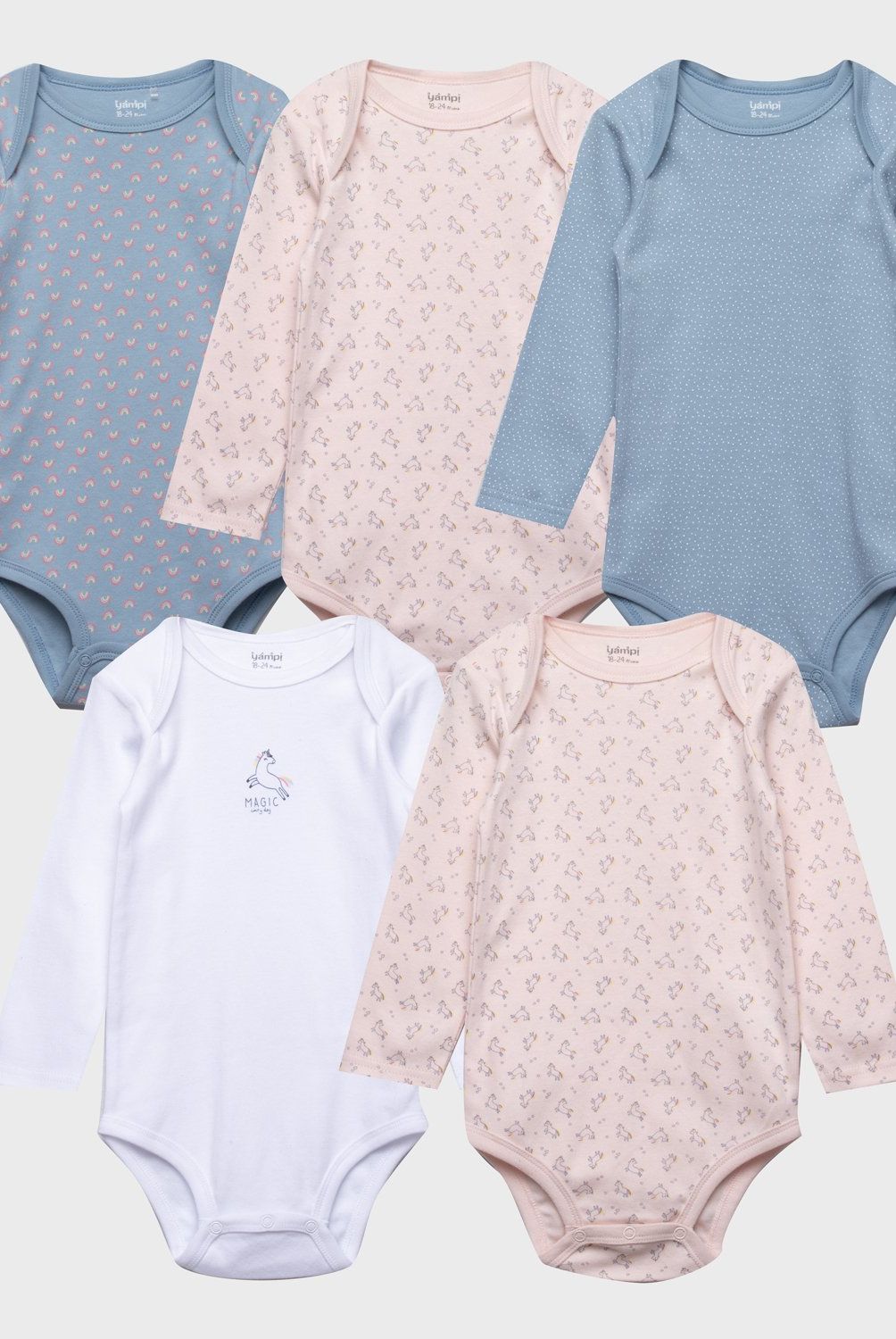 YAMP - Pack de 5 Bodys Algodón Bebé Niña Yamp