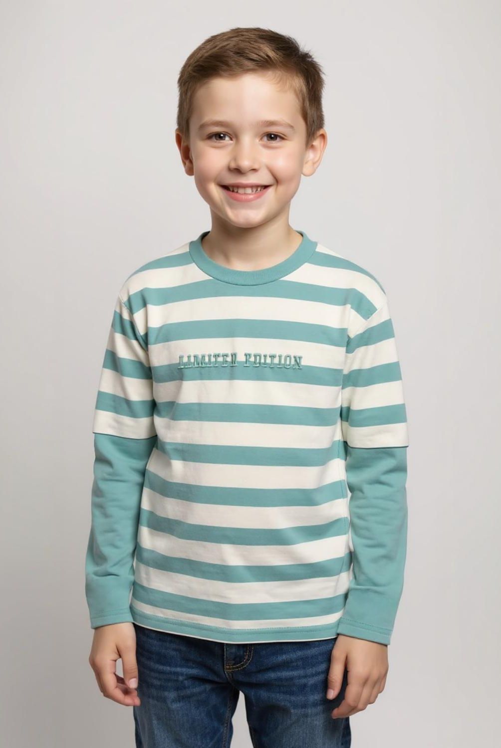 YAMP - Polera Rayada Algodón Doble Manga Niño Yamp