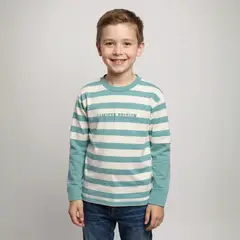 YAMP - Polera Rayada Algodón Doble Manga Niño