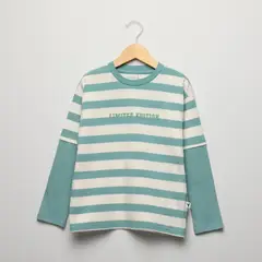 YAMP - Polera Rayada Algodón Doble Manga Niño