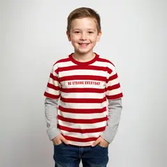 YAMP - Polera Rayada Algodón Doble Manga Niño