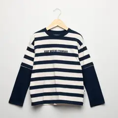 YAMP - Polera Rayada Algodón Doble Manga Niño