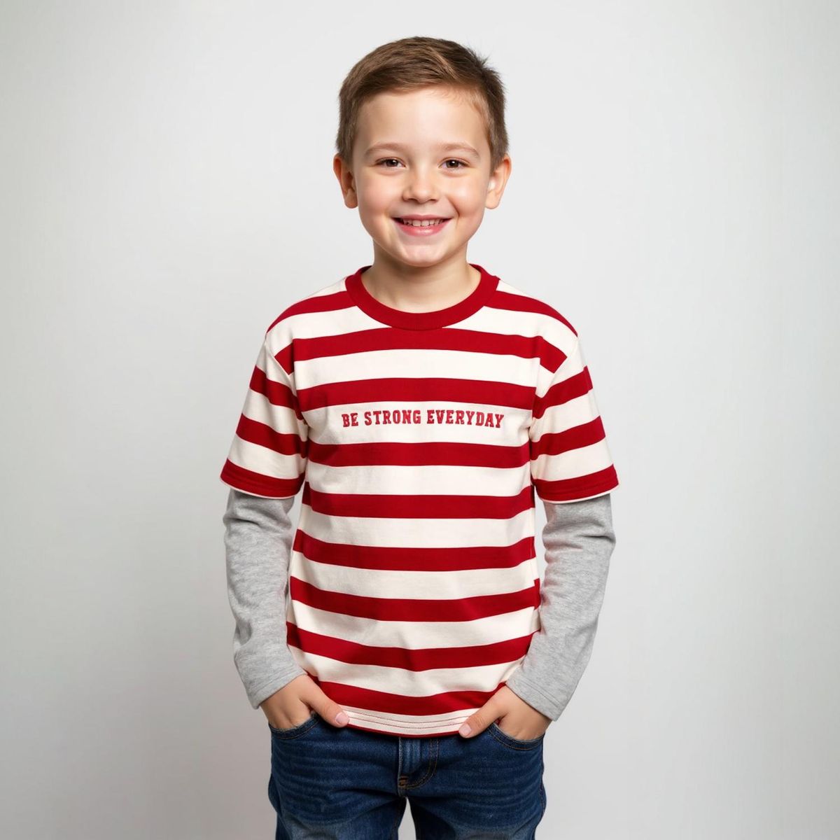 YAMP - Polera Rayada Algodón Doble Manga Niño Yamp