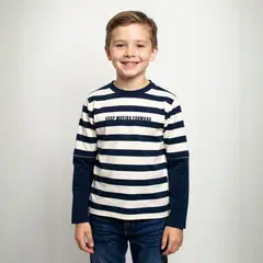 YAMP - Polera Rayada Algodón Doble Manga Niño