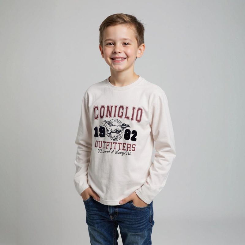 CONIGLIO - Polera Manga Larga Algodón Estampada Coniglio Niño