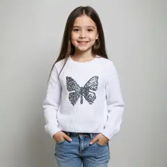 YAMP - Sweater Acrílico Niña Diseño Mariposa Lentejuelas